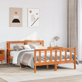 Bed Frame with Headboard without Mattress Wax Brown 140x190 cm 3305775