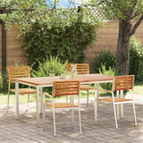 Garden Dining Set 5 pcs Solid Teak Wood and Stainless Steel 3334785