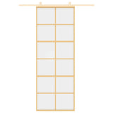 Sliding Door Gold 76x205 cm Clear ESG Glass and Aluminium 155166
