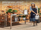 2 Tier Potting Bench Table, Galvanised Steel Garden Planting Work Bench Workstation with Storage T3398P323892