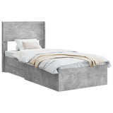 Bed Frame with Storage and Headboard Concrete Grey 75 x 190 cm 3414526
