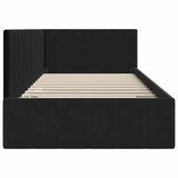 Corner Bed Frame with Headboard Black 100 x 200 cm Velvet 42016322