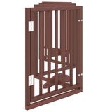 Dog Gate with Door Foldable 6 Panels Brown 300 cm Poplar Wood 352197