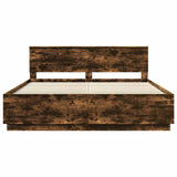 Bed Frame Smoked Oak 200 x 200 cm Engineered Wood 3408044