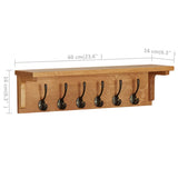 Coat Rack 60x16x16 cm Solid Oak Wood 289191