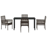 Garden Dining Set with Cushion 5 pcs Brown Poly Rattan 3379872