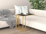 Computer Side Table Black Marble 50x35x65 cm Tempered Glass 331647
