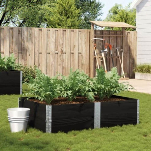 ZNTS Garden Planter Black 150x100 cm Solid Wood Pine 3295416