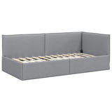 Corner Bed Frame with Headboard Light Grey 100 x 200 cm Velvet 42016471