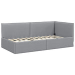 Corner Bed Frame with Headboard Light grey 100 x 200 cm Fabric 42016471