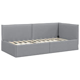 Corner Bed Frame with Headboard Light grey 100 x 200 cm Fabric 42016471