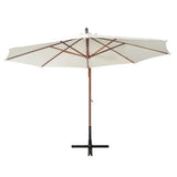 Hanging Garden Parasol 350 cm Wooden Pole White 42966
