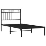 Metal Bed Frame without Mattress with Headboard Black 90x190cm 373683