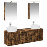 Bathroom Cabinet Set 5 pcs Smoked Oak Engineered Wood 3406435