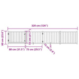 Dog Gate with Door Foldable 4 Panels Black 320 cm Solid Wood Fir 352289