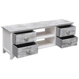 TV Cabinet White and Grey 108x30x40 cm Solid Paulownia Wood 338513