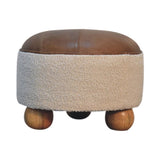 Cream Boucle Buffalo Footstool IN3499