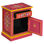 Bedside Cabinet Solid Mango Wood Pink Hand Painted 244835
