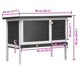 Outdoor Rabbit Hutch 1 Layer Grey Wood 170828