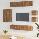 ZNTS 8 Piece TV Cabinet Set Smoked Oak Engineered Wood 3114491