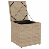 Cushion Box with Storage Beige 50 x 50 x 50 cm Poly Rattan 365411