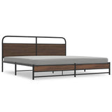 Metal Bed Frame without Mattress Brown Oak 193x203 cm 3318706
