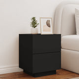 ZNTS Bedside Cabinet with LED Lights Black Engineered Wood 836737