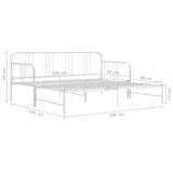 Pull-out Sofa Bed Frame without Mattress White Metal 90x200 cm 324753