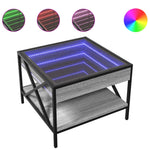 ZNTS Coffee Table with Infinity LED Grey Sonoma 50x50x38 cm 847700