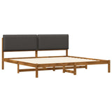 Bed Frame with Upholstered Headboard Natural and Dark Grey 3405044