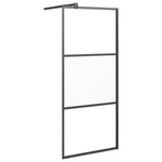 Walk-in Shower Wall 80x195 cm Half Frosted ESG Glass Black 151872