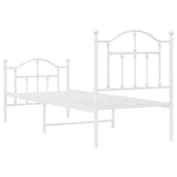 Metal Bed Frame without Mattress with Footboard White 75x190cm 353496