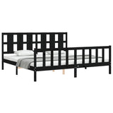 Bed Frame without Mattress Black 200x200 cm Solid Wood Pine 3192255