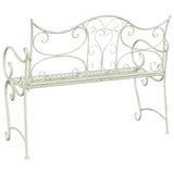 Garden Bench 2-Seater 114 x 56.5 x 90 cm Steel Antique White 42029540