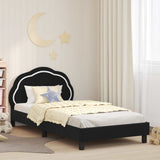 Children's Bed Frame with Headboard Black 90 x 190 cm Velvet 42010917