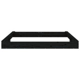 Sandbox with Seats Black Square Solid Wood Pine 825048