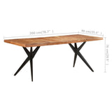 Dining Table 200x90x76 cm Solid Acacia Wood 323571