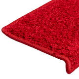 Stair Mats 15 pcs 65x21x4 cm Red Rectangular Edge 134582