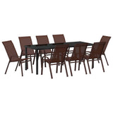 Garden Dining Set 9 pcs Brown and Black Powder-coated Steel 3379134