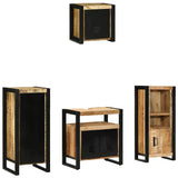 Bathroom Furniture Set 4 pcs Brown and Black Solid Mango Wood 3305644