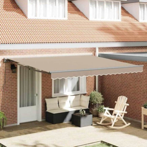 Retractable Awning Manual Beige 400x300 cm Fabric 3330621