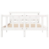 Bed Frame without Mattress White 150x200 cm King Size Solid Wood Pine 3305907