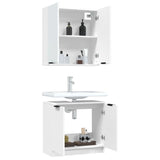 ZNTS 2 Piece Bathroom Cabinet Set White Engineered Wood 3115860