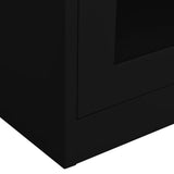 Office Cabinet Black 90x40x180 cm Steel and Tempered Glass 335940