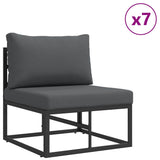 Garden Sofa Set with Cushion Black Aluminium 3378922