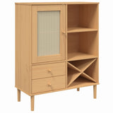 Highboard SENJA Rattan Look Brown 90x40x112cm Solid Wood Pine 358052