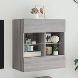 TV Wall Cabinet with LED Lights Grey Sonoma 58.5x30x60.5 cm 837097