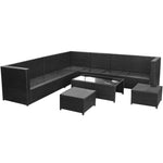 ZNTS 8 Piece Garden Lounge Set with Cushions Poly Rattan Black 42993