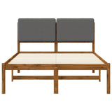Bed Frame with Upholstered Headboard Natural and Light Grey 904335
