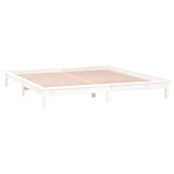 LED Bed Frame without Mattress White 150x200 cm King Size Solid Wood 820612